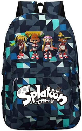 Amazon スプラトゥーン シンプル留学バッグスポーツバックパック潮ブランドのバックパックの韓国語バージョンをクール Splatoon Color Blue01 Size 30 X 13 X 43cm タウンリュック ビジネスリュック
