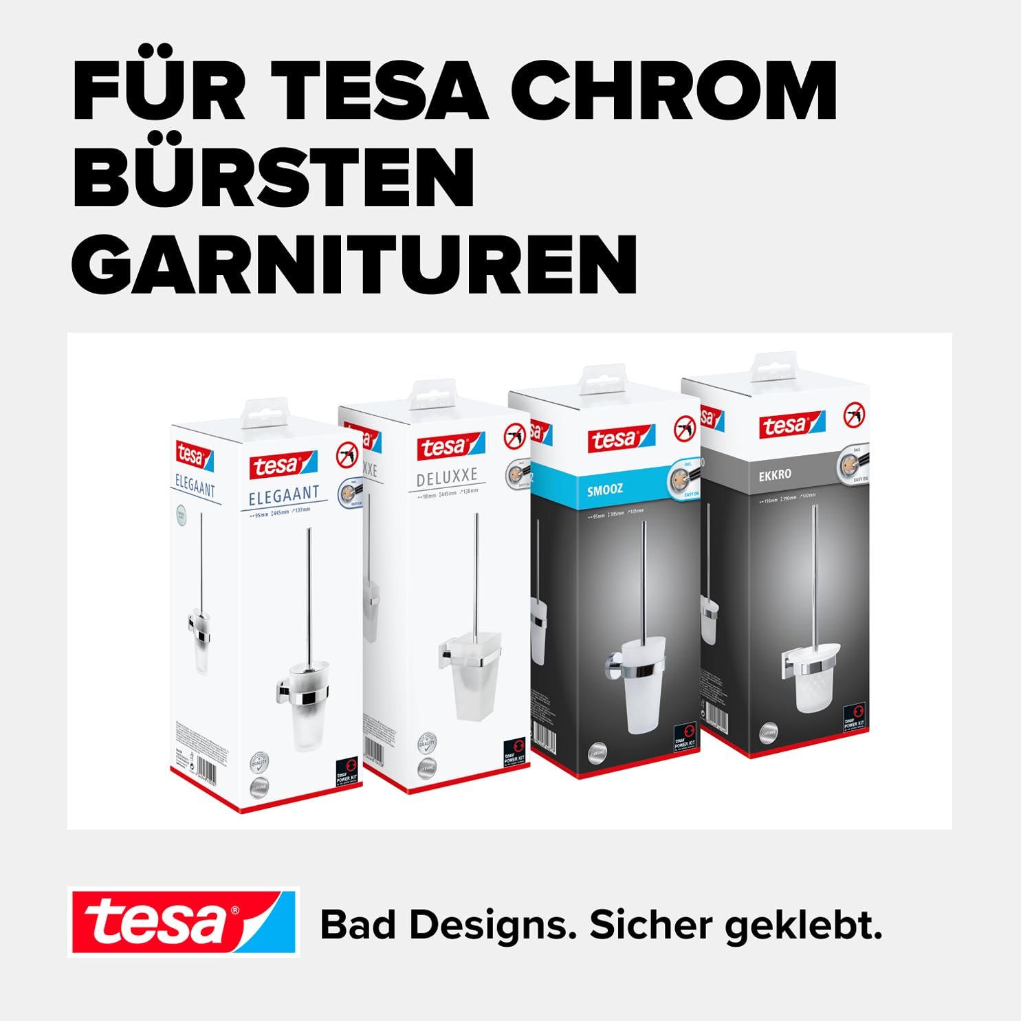 tesa Silikon-WC-Bürste - hygienische Ersatz-Toilettenbürste zur Verwendung in Allen tesa WC-Bürstengarnituren - Griff aus verchromtem Metall - Dunkelgrau - 37,4 x 7,1 x 7,4 cm 4