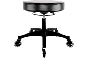 TAKE UR SEAT 17" Table Height Adjustable Round Seat Stool Heavy Duty Ship and Built Within 24 Hours, Spa, Medical, Lab, Cleanroom, Black (Rubber)