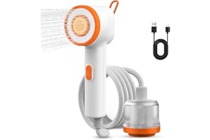 M KARMATER Portable Camping Shower Head with Filter & LED Light, Rechargeable Outdoor Shower Pump, Long-Lasting Battery, Low Noise, Perfect for Hiking, Beach, Pet Bath & RV Travel