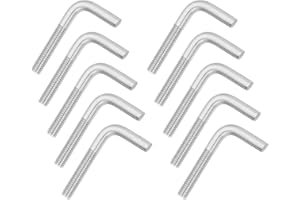 MECCANIXITY M6x40mm 7/L-Shaped Right Angle Bolt Screw, 304 Stainless Steel L Shape Foundation Bolt Long Square Bend Screw, 10