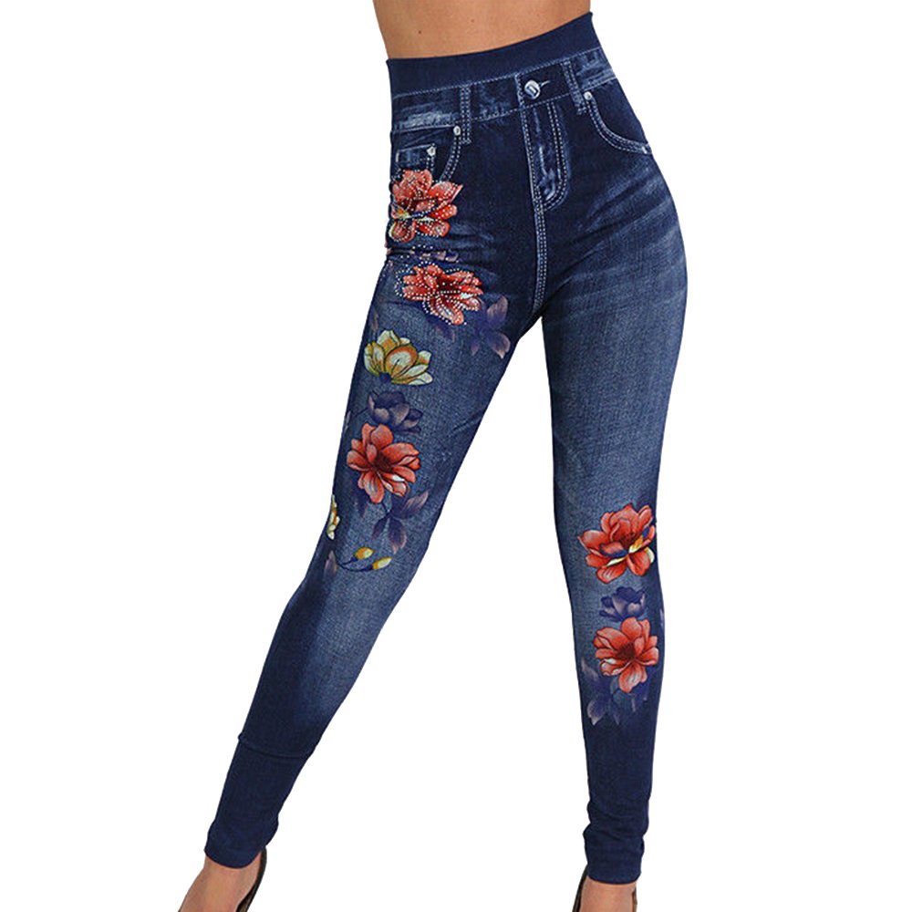 Jeanshose Damen - Mid Waist Denim Hose Mit Stickerei Im E-Girl Style