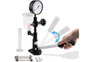 KAWISH 600Bar Diesel Fuel Injector Tester 8000PSI Diesel Injector Nozzle Tester Kit with Dual Scale Gauge to Adjust Injector Nozzle Pressure and Testing Diesel Injector Nozzle Pop Pressure Tester