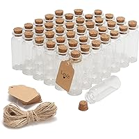 50 Pcs 20ml Mini Glass Bottles with Cork Stoppers, 29x64mm DIY Decoration Tiny Glass Jars, Mini Vials Cork, Message Wishing B