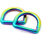 Loosco Rainbow Metal D-Rings, 6PCS Non Welded Dee Ring for Bag Landyard DIY Craft Accessories