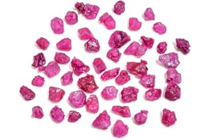 GEMKORA 50 carats Raw Created-Ruby Rough Gemstone, Natural Crystals, Healing Stones, Wholesale Lot, Jewelry Making Supply, Strength Stone, 6 to 10 mm, 22 to 25pcs