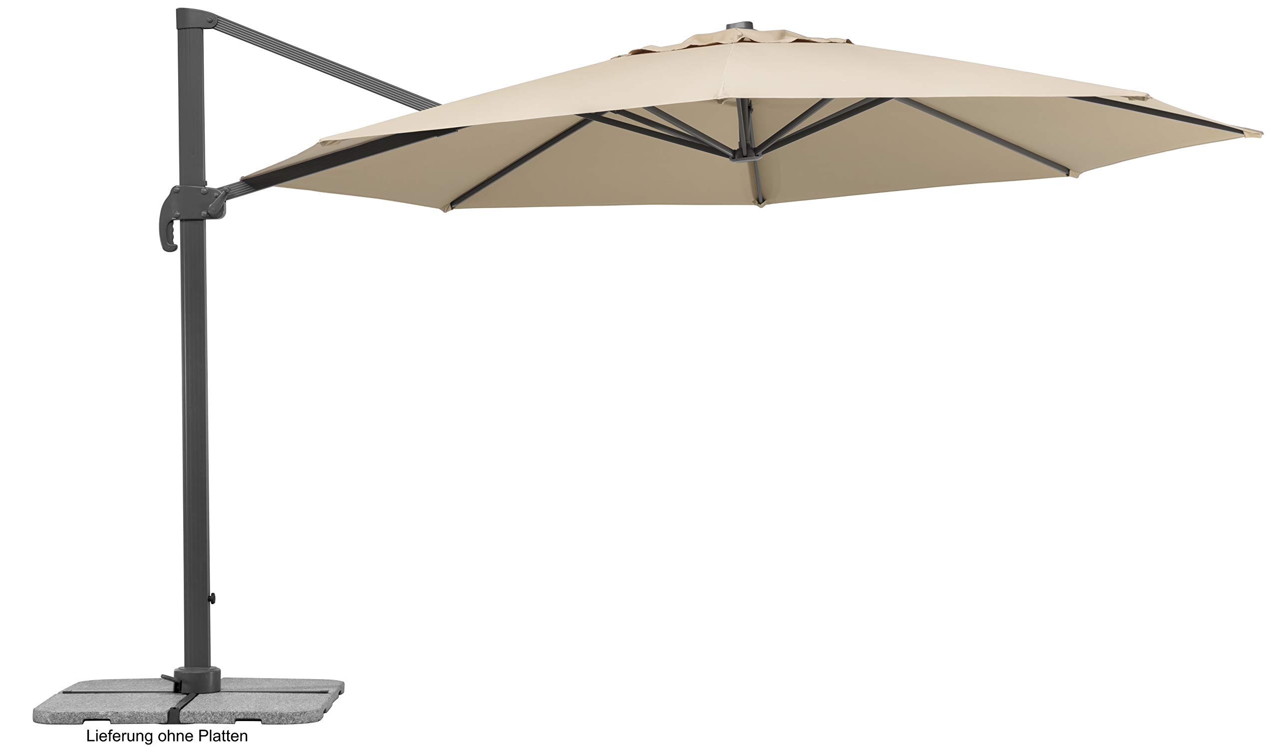 Schneider Sonnenschirm Rhodos Grande, natur, 400 cm rund, 789-02, Gestell Aluminium, Bespannung Polyester, 25.5 kg