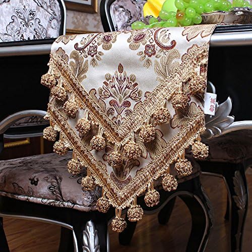 Ethomes Modern Jacquard Floral Table Runner for Dinning/Tea/TV Table with multi little balls Khaki 87 inch approx