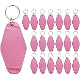 JXQGQ 20 PCS Motel Keychain Blank Hotel Keychains DIY Vintage Keychains Blanks for Vinyl Plastic Heat Transfer Keychain