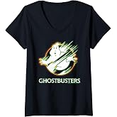 Women's Ghostbusters 2 - Neon Ghost Logo V-Neck T-Shirt