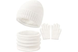 DS DADOU&XIAOSHAN Kids Hat and Gloves Set Girl Boys, Toddler Beanie Winter Hat Neck Warmer Gaiter Gloves Mittens Fleece Lined for 6-8 4t 5t 4-8