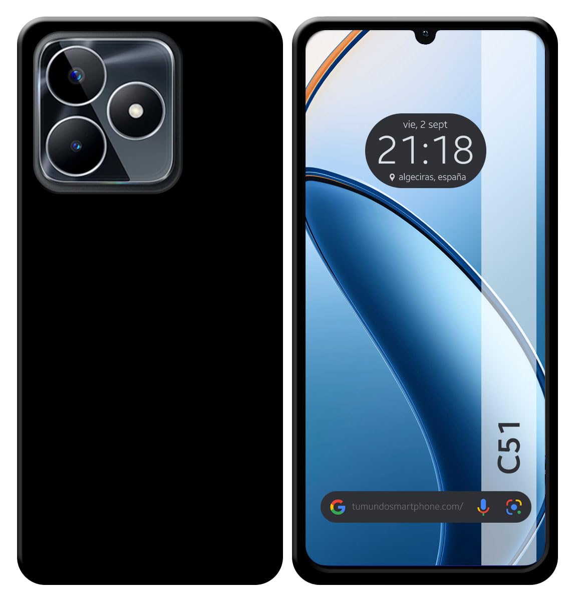 Tumundosmartphone Black TPU Silicone Gel Case for Realme C51