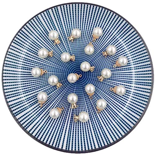 Pearl Charms Pendant, 20pcs Pearls Dangle Charms Pearl Crown Beads Jewelry Making Charms - Thumbnail 7