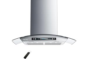 HisoHu Wall Mount Range Hood 30 Inch, Curved Glass Kitchen Vent Hood with 1000 CFM, 4-Speed Gesture Sensing, Touch Control & Upgraded Stainless Steel Mesh Filters