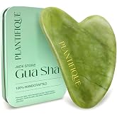 PLANTIFIQUE Jade Gua Sha Facial Tools &ndash; Lymphatic Drainage Face Massager | Guasha Tool for Face Sculpting &amp; Jawline Shaper &ndash; Skincare Gift &ndash; Reduces Puffiness &amp; Relieves Tension