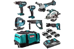 7-teiliges Set DSS610 + DTD152 + DDF482 + DGA504 + DHR202 + DJR186 + DJV180 MAKITA DLX7013PT1