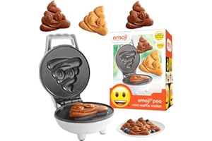 WAFFLE WOW! Emoji Poop Mini Waffle Maker - Make Breakfast Fun for Kids w Cute Smiley Face Design, 4" Waffler Iron Makes Poo Shaped Pan Cakes or Waffles, Electric Non Stick Breakfast Appliance w Free Recipe Guide