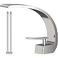 Geobella Bathroom Sink Faucet Modern Single Hole 1-Handle Faucet, Brushed Nickel Solid Brass Faucet, Mount Curved Lavatory Faucet Mixer Tap