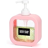 Segbeauty 16.9oz Empty Kitchen Hand Soap Dispenser, Refillable Liquid Soap Dispenser for Bathroom, 500ml Pink Plastic Pump Bottle, Dish Soap Dispensers for Kitchen Sink with Pump and Labels