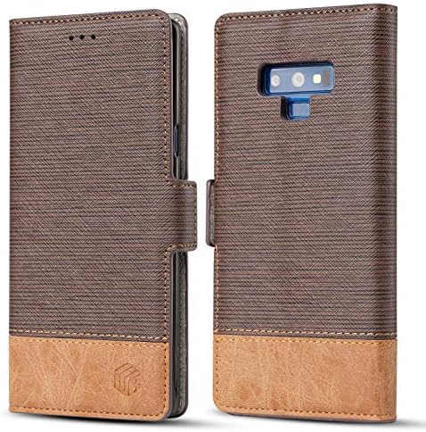WenBelle Wallet Case for Galaxy Note 9,Blazers Two Series,Slim Stand Feature,Double Layer Shock Absorbing Premium Soft PU Color Matching Leather Flip Cases for Samsung Galaxy Note 9 (Brown)