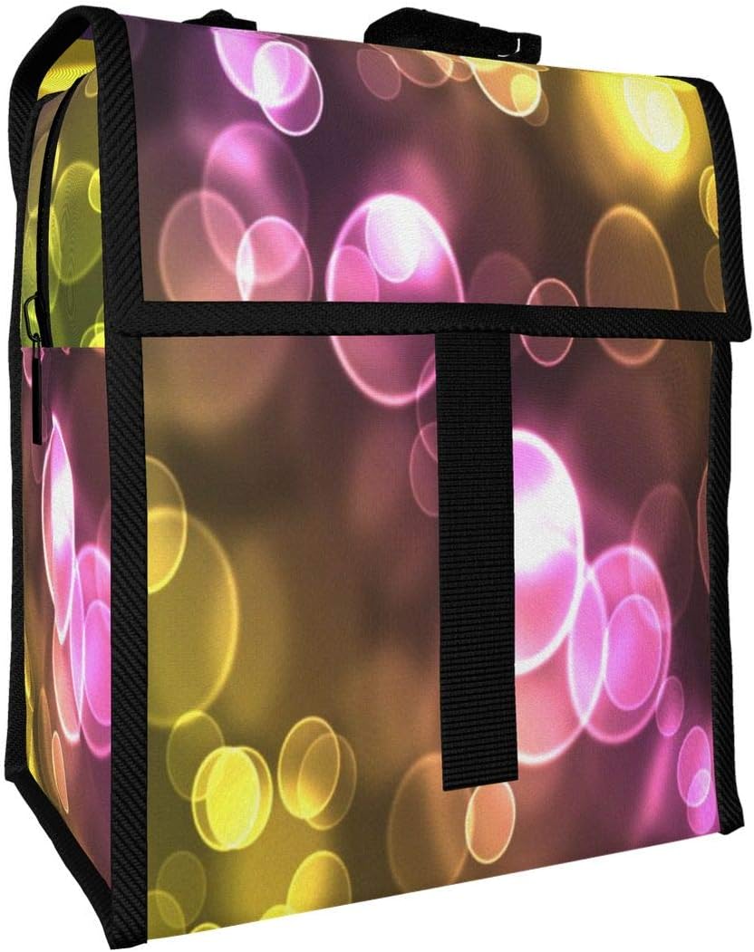 Insulated Lunch Bag Unique Glowing Circles Collapsible