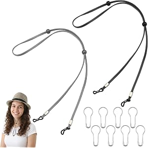 10 Pcs Leather Hat Chin Straps Stampede Strings | Adjustable Hat Cords Hat Cinch for Cowboy with Metal Clips for Cowboy Straw