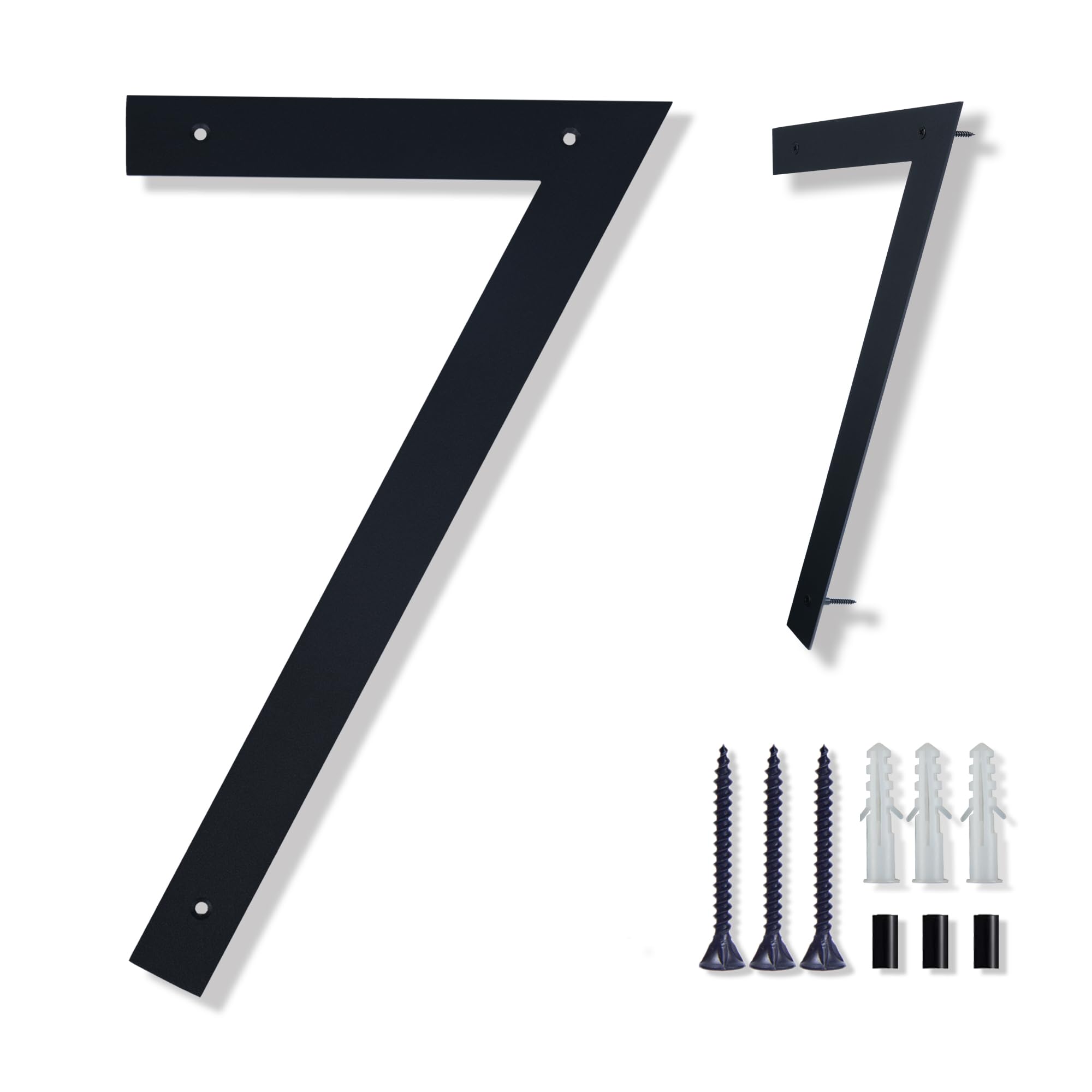 Photo 1 of 15 Inch Modern House Numbers For Outside,Large Metal house Numbers for Outside, Large Address Numbers For House Matte Black Floating Outdoor Flush Alloy Steel Home Address Numbers 7