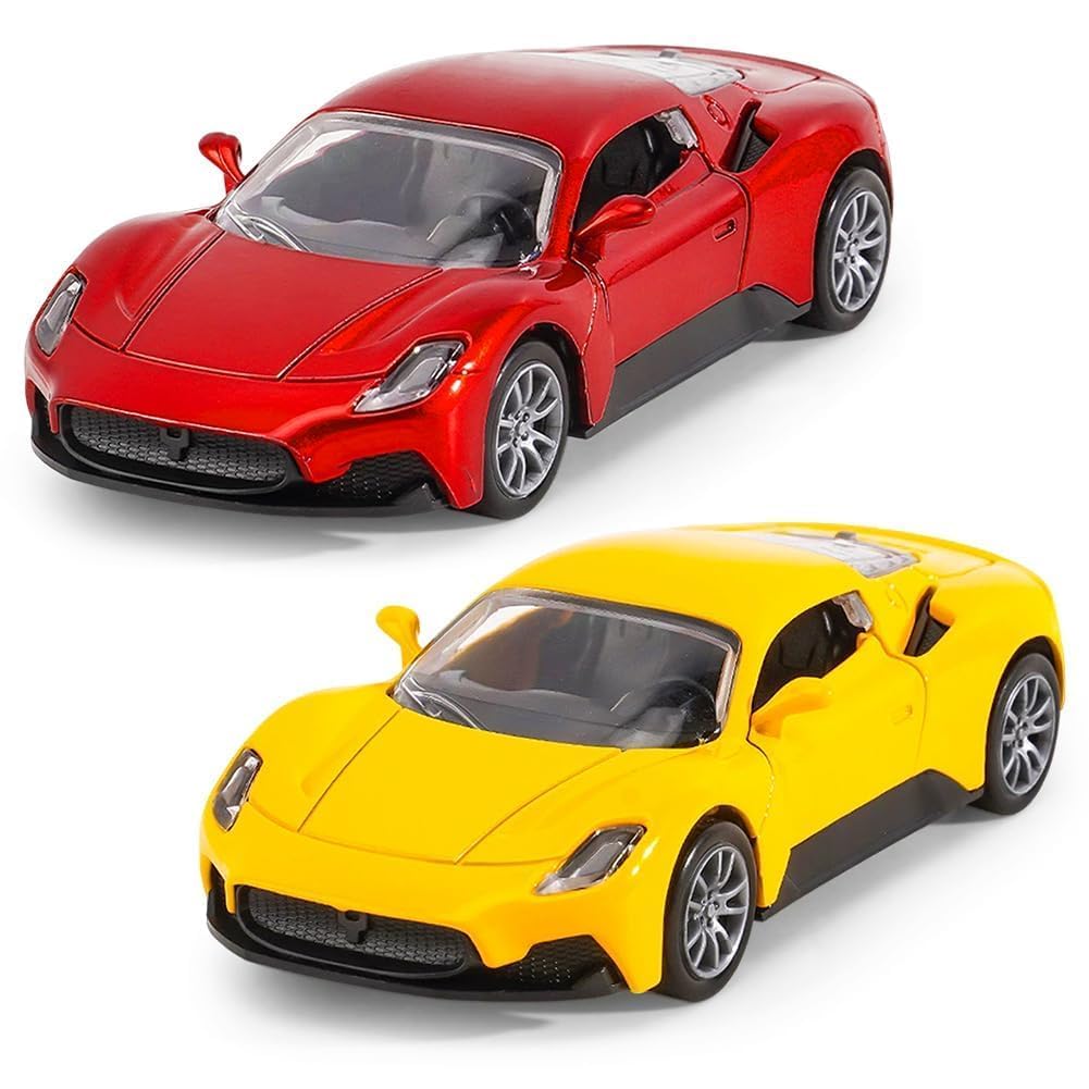 FCXVXCL Model Car 2PCS Alloy Pull Back Cars Open Doors by Manual Premium Collectible Diecast Vehicle Model Casting Car Vehicle for Boys and Girls Birthday Party Children's Day