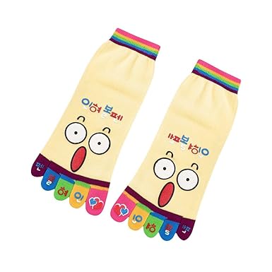 Amazon ソックス Potojp 女の子 可愛い 顔文字柄5本指ソックス 春