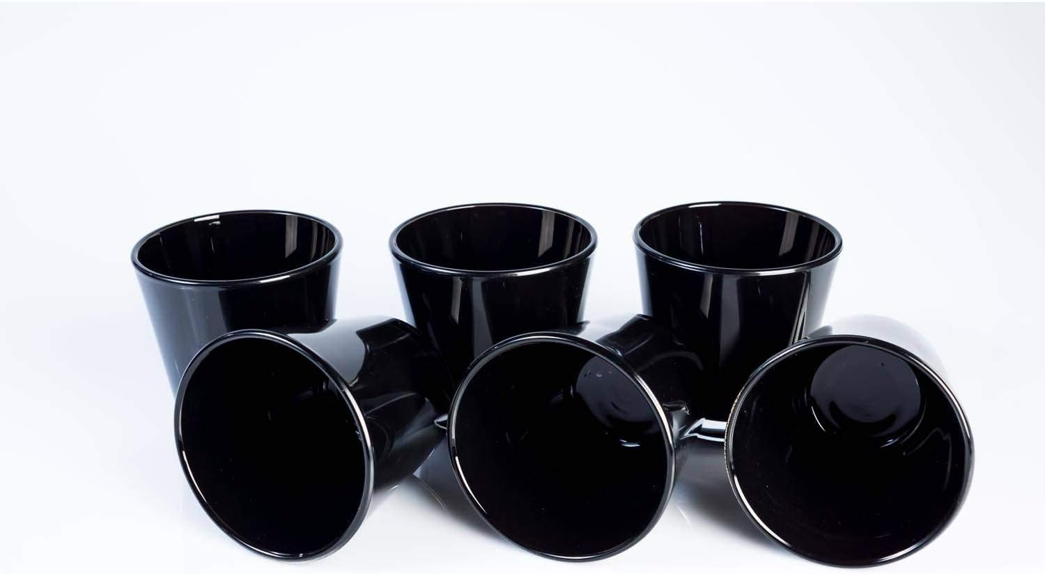 INNA-Glas 6 x Small tea light holder/candle jar ALEX in glass, black, 2.95"/7.5cm, Ø 2.95"/7.5cm - votive holder