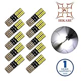 HIKARI Extremely Bright 3030 Chipset LED Bulbs for Car Interior Dome Map Door Courtesy License Plate Lights Compact Wedge T10 168 194 2825 Xenon White Pack of 10