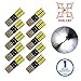 HIKARI Extremely Bright 3030 Chipset LED Bulbs for Car Interior Dome Map Door Courtesy License Plate Lights Compact Wedge T10 168 194 2825 Xenon White Pack of 10