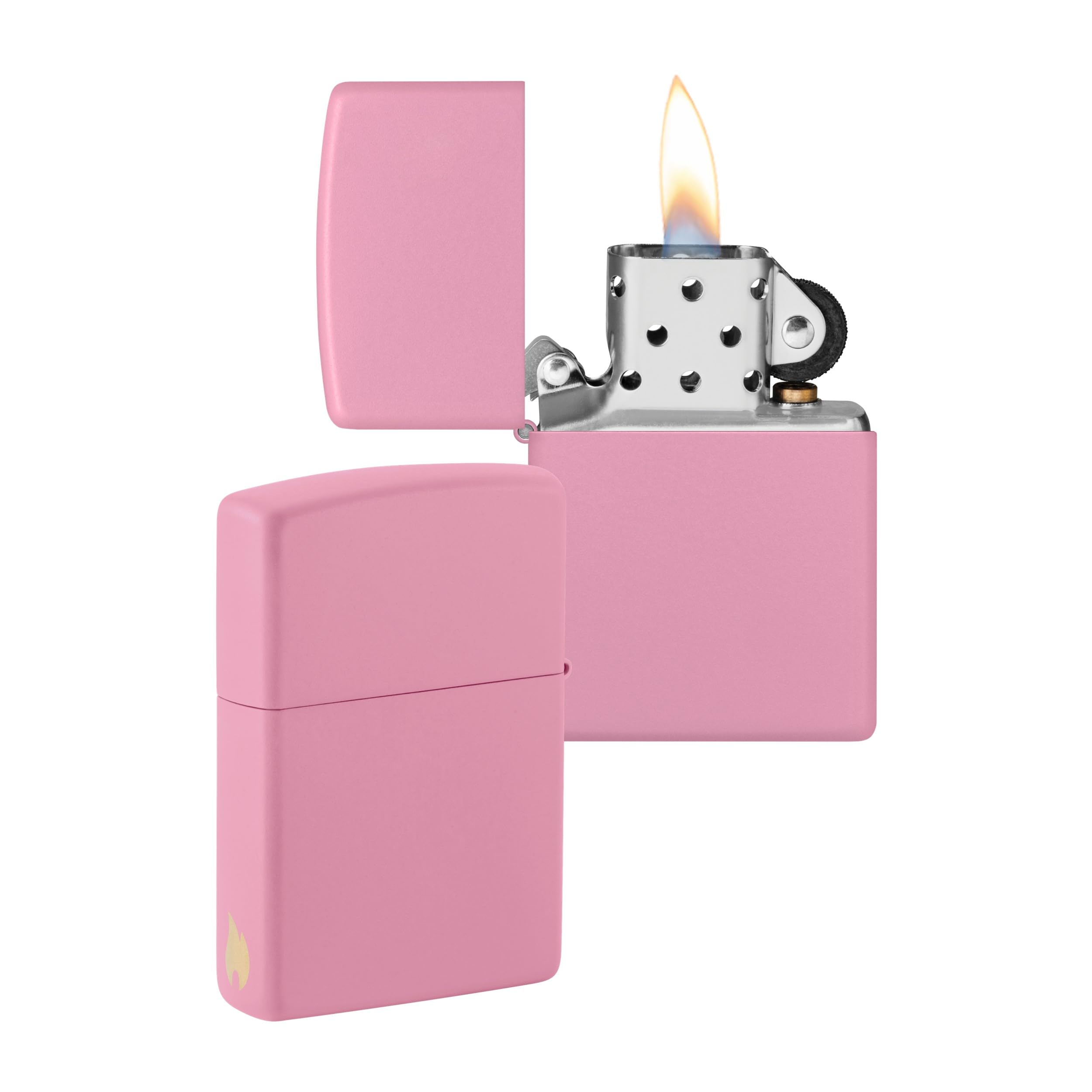 Zippo Windproof Lighter - Flame Design - Pink Matte - Refillable - Reusable - Windproof - Gift Box - Metal - Made in USA - Amazon Exclusive — image 1