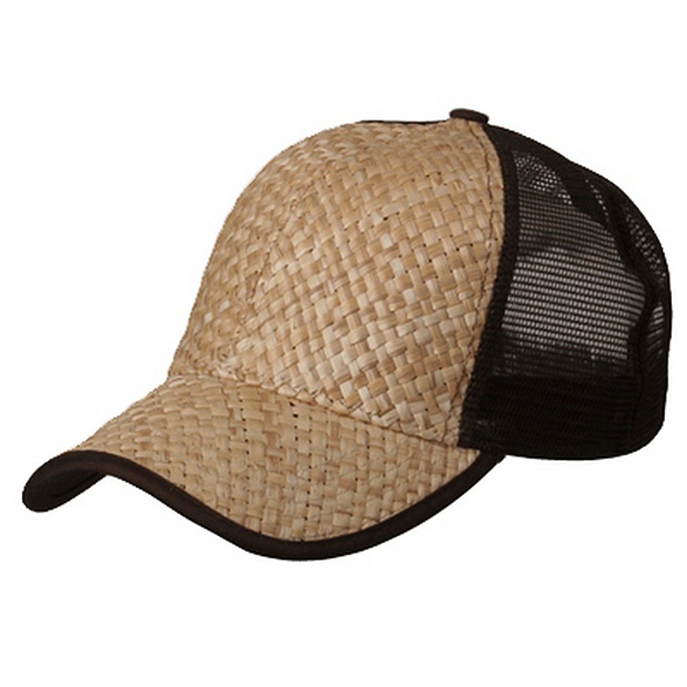 Wholesale Straw Mesh Trucker Caps (Natural/Brown) 21829 on