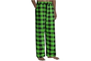 WENKOMG1 PJ Bottoms for Men 100% Cotton Buffalo Plaid Pajama Pants Casual Lounge Pants Baggy Lightweight Comfy Sleepwear