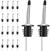 24 Pack Liquor Pour Spouts Set - Stainless Steel bottle spout and Liquor Pourers Dust Caps Covers