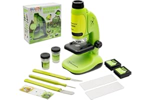 ZHONGREN 2 in 1 Microscope for Kids with Detachable Mini Pocket Microscope 50X-250X Slides Specimens & Colorful LED Light Experiments Educational Toys STEM for Kids Student Ages 8+ Boys Girl Gifts