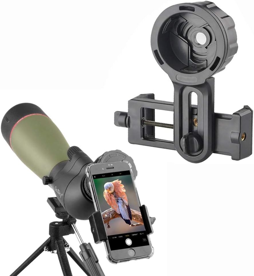 Gosky Telescope Phone Photo Adapter Universal Quick Aligned Cell Phone Digiscoping Adaptor Mount - Compatible Binoculars Monocular Spotting Scope, Fit Almost All Brands Smartphones