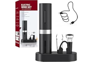 CIRCLE JOY Electric Wine Bottle Opener Set Rechargeable Wine Corkscrew Cordless Wine Set with Charging Base, Foil Cutter, Wine Aerator Pourer and Wine Stopper