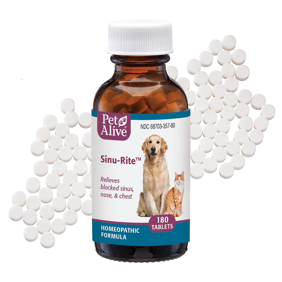 Sinu-Rite by Pet Alive - Promotes Healthy Functioning Sinuses 180 Tablets