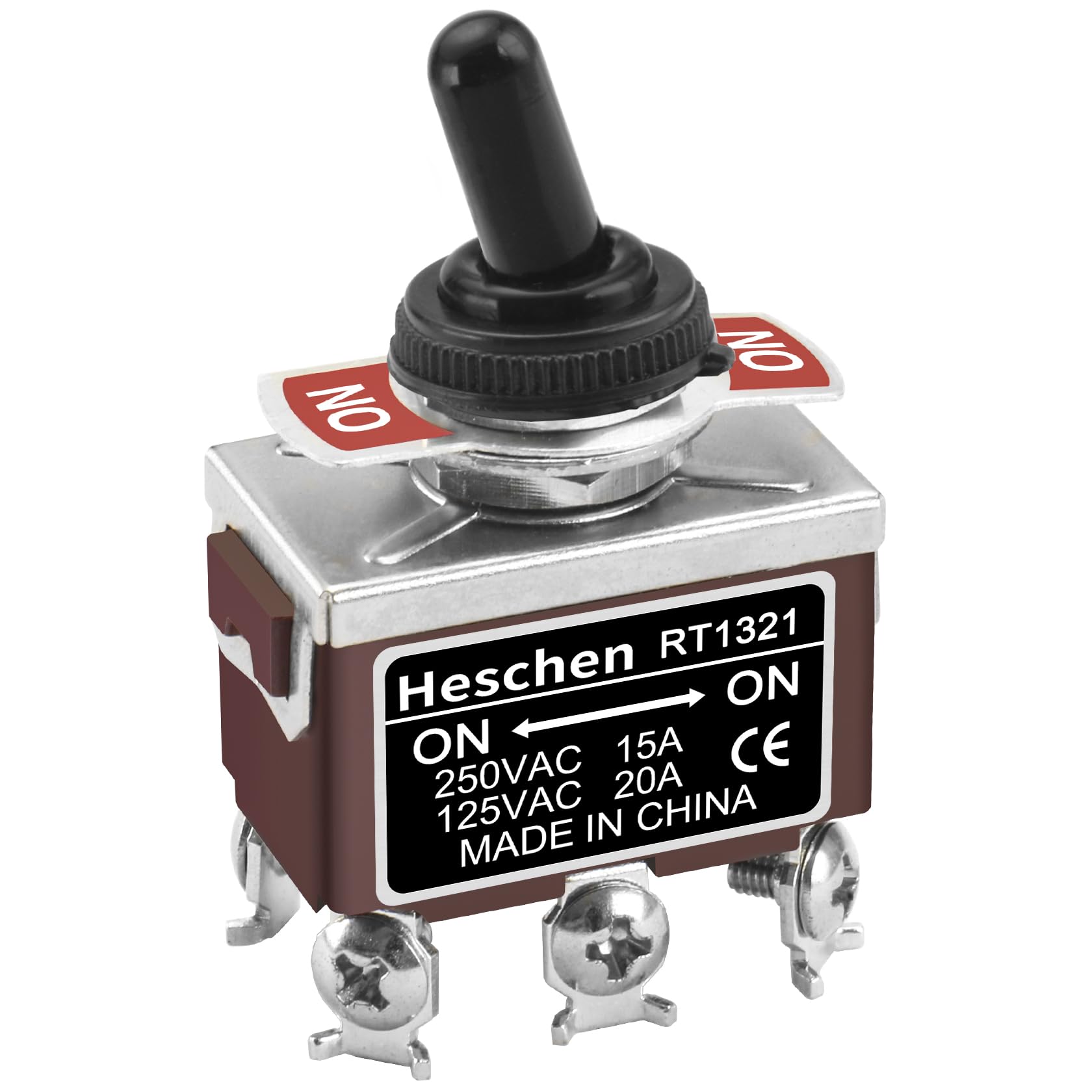 Heschen metal toggle switch DPDT maintained, RT1321, ON/ON 2 position 15A 250VAC with waterproof cover CE