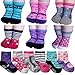 BSLINO Assorted 6 Pairs 12-24 Months Baby Girl Toddler Socks Non-Skid Anti Slip Stretch Knit Grips Cotton Shoe Socks Slippers + Thank you Card (Multicolor)