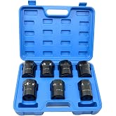 VEHIRETL Wheel Bearing Locknut Socket Set 7pcs 6 Point Axle Nut Socket Set | 1/2 Inch Drive SAE and Metric Wheel Bearing Lock Nuts Removal and Installation Tool Kit for Dodge, Ford and Toyota, etc