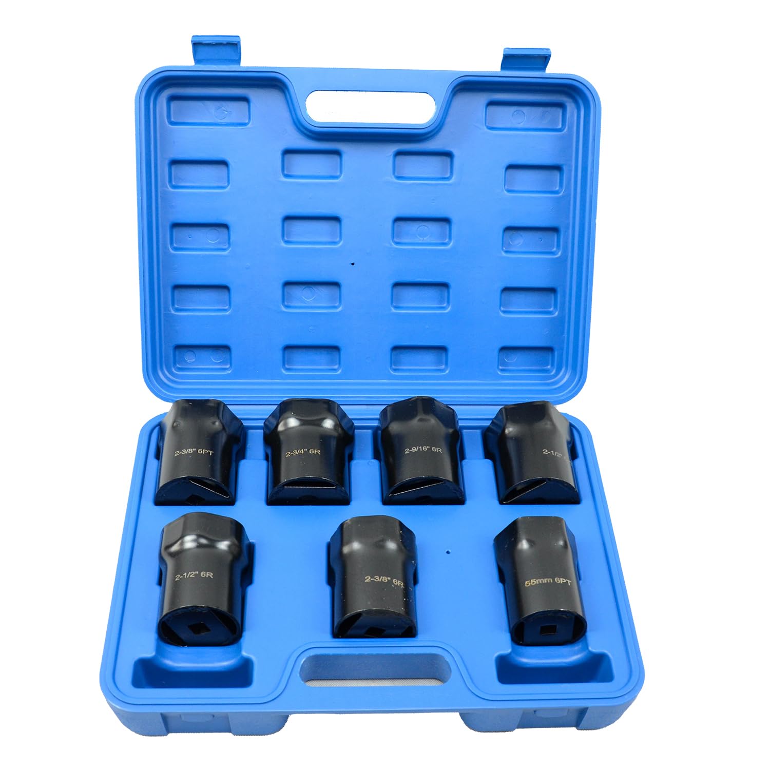 Photo 1 of VEHIRETL Wheel Bearing Locknut Socket Set 7 Piece Wheel Bearing Lock Nuts Removal and Installation Tool Kit 1/2 Inch Drive SAE and Metric 6-Point Axle Nut Socket Compatible with Dodge, Ford and Toyota