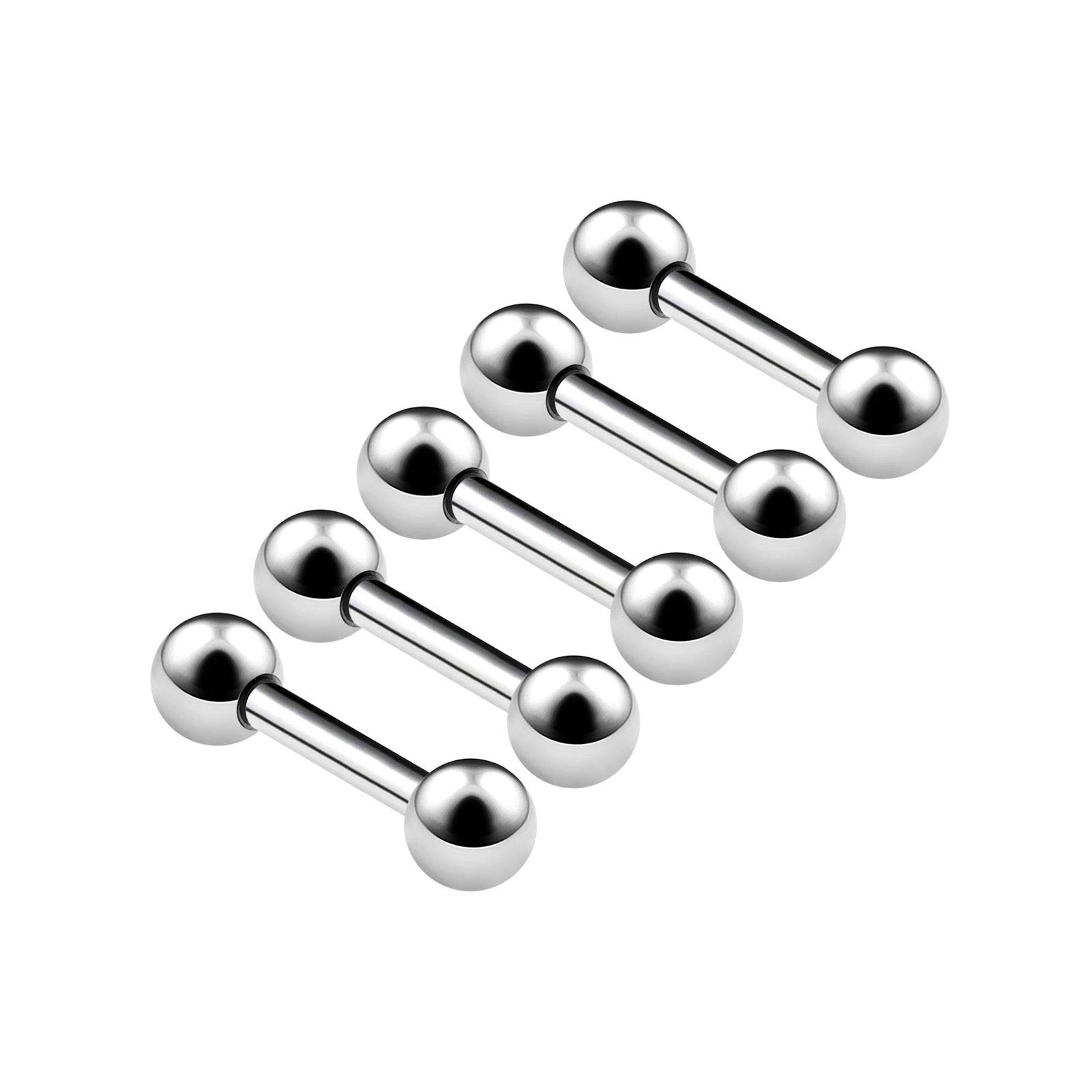 BanaVega 5PCS Stainless Steel Barbell Earrings 16g 1/4 6mm 3mm Ball Eyebrow Daith Cartilage Tragus Earrings Piercing Jewellery 4851