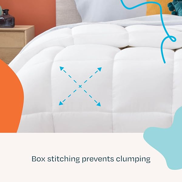 LINENSPA WHITE DOWN ALTERNATIVE COMFORTER AND DUVET INSERT – ALL-SEASON COMFORTER WITH BOX STITCH AND 8 DUVET LOOPS – BEDDING FOR KIDS, TEENS, AND ADULTS – QUEEN