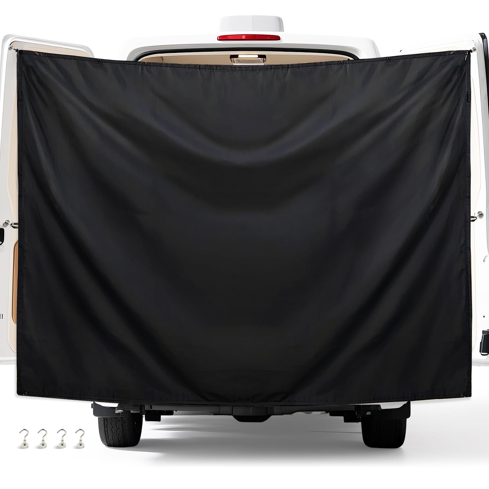 Photo 1 of Wibeelee 7.5 x 6 ft Large Adjustable Waterproof Rear Door Shower Curtain for Campers, Vans & Trucks, Magnetic Hook Design (4pcs), Double Layer Privacy Cover for Outdoor Use
