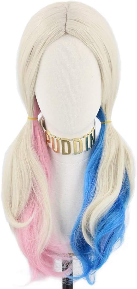 Topcosplay Women's Wig Long Curly Wig Blonde Mixed Blue Pink Wig for Halloween Cosplay Costume Fancy Dress Party