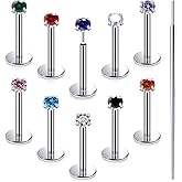 Xnsjeyy 20G 18G 16G Astm F136 Titanium Threadless Flat Back Earrings Nose Studs Tragus Helix Conch Cartilage Lobe Earrings Medusa Labret Snake Bite Monroe Lip Ring Piercing Jewelry For Women Men