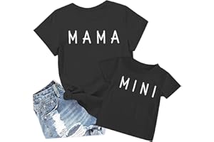 QLIPIN Mama and Mini Shirt Mommy and Me Shirts Mom and Baby Matching Outfits Family Short Sleeve Tees